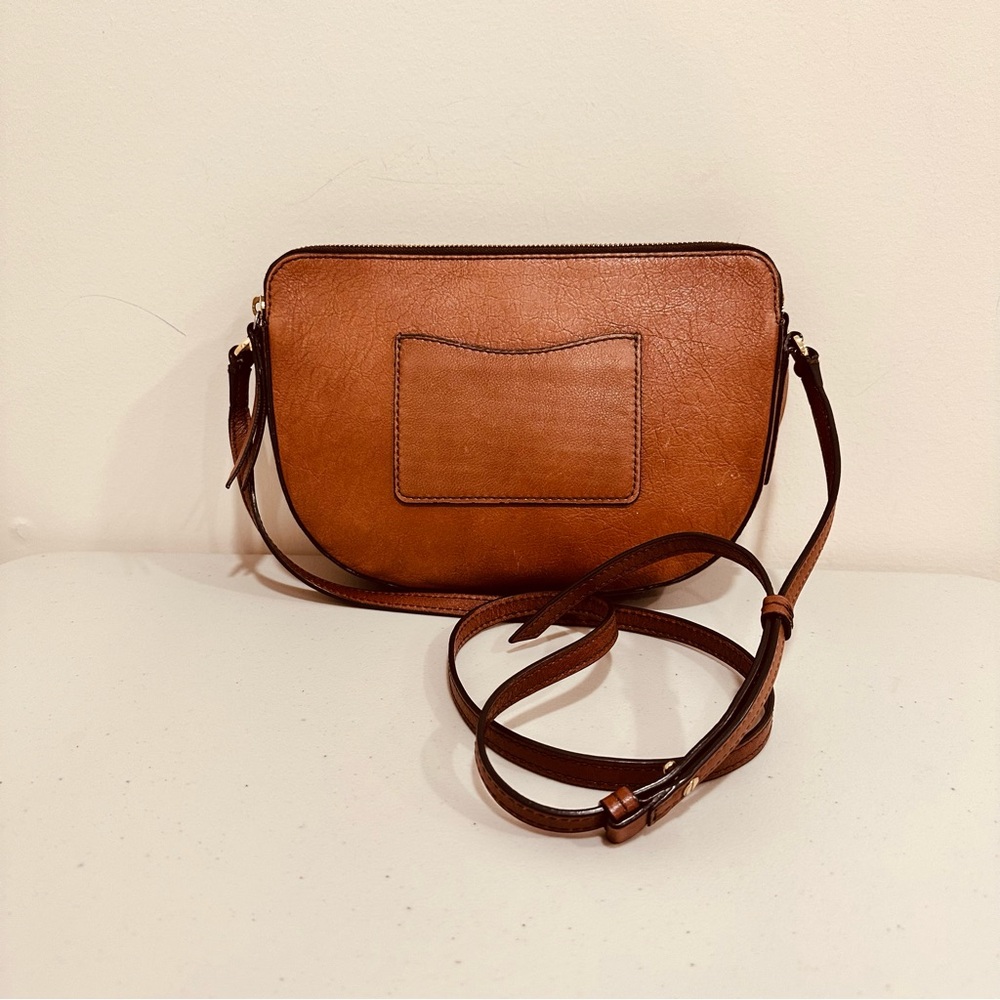 Banana Republic Chestnut Leather Half Moon Crossbody‎  Luxe Classic